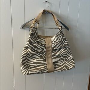 Christopher & Banks Cream and Tan Shoulder Bag purse handbag with Zebra Print